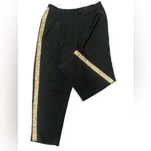 Vtg High Rise Leopard Striped Crystal Embellished Office Trousers 16 Maximalist